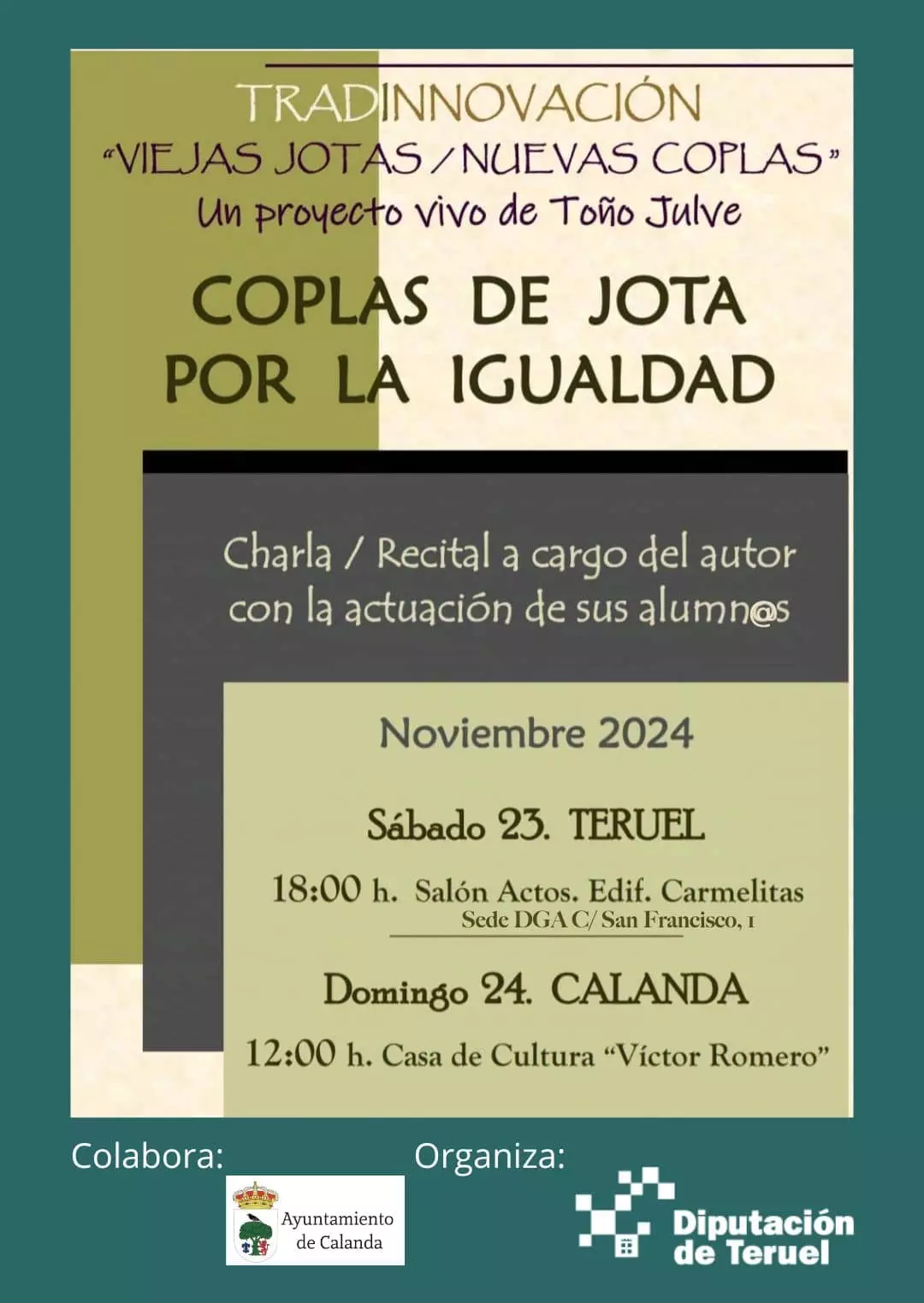 cartel Coplas de jota por la igualdad